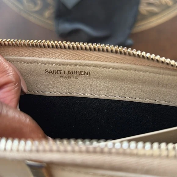 Saint Laurent Beige Leather ‘Y’ Zip-Around Continental Wallet Full Inclusion
